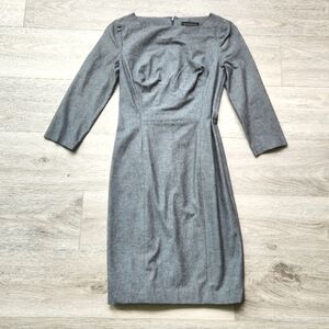 Banana Republic Gray Dress Womens 2 Tall Sheath ¾ Sleeve Business Classic